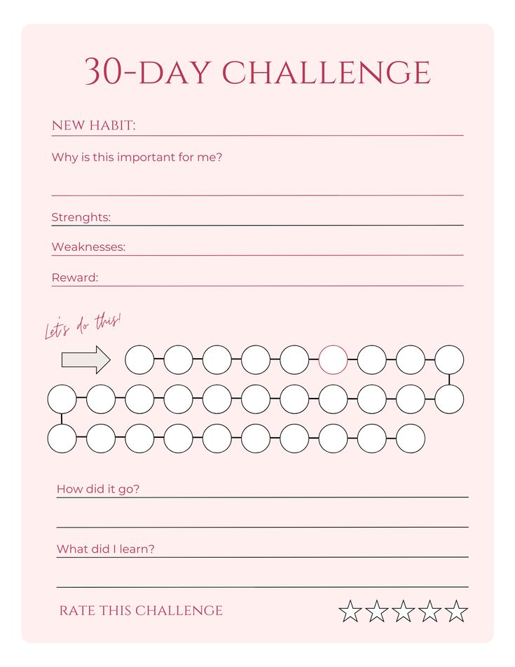 the 30 - day challenge is shown in pink