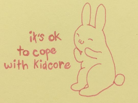 a drawing of a rabbit sitting on top of a piece of paper with the words it's ok to cope with kiddore