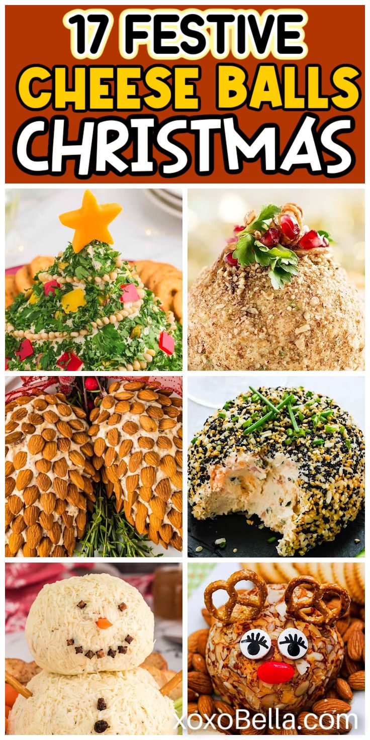 Christmas cheese ball recipes Best Cheese Ball Ever, Festive Italian Cheese Log, Ball Themed Appetizers, Blue Cheese Balls, Cheese Ball Vegetarian, Christmas Tree Cheese Ball Recipes, Cheeseballs Recipes Easy Holidays, Christmas Cheeseball Shapes, Cheese Ball Recipes Christmas