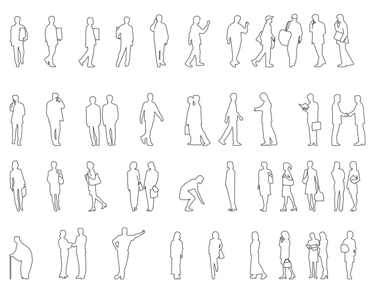 the silhouettes of people standing in different positions