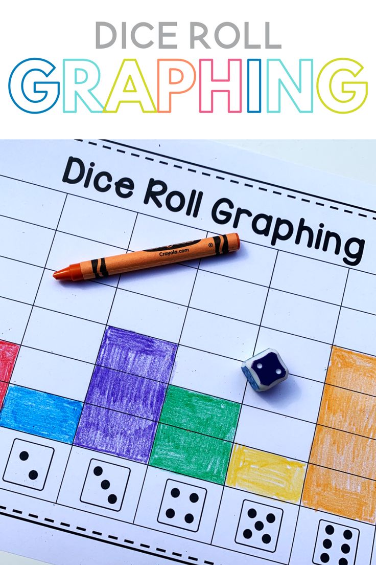 dice roll graphing game with pencil and crayons