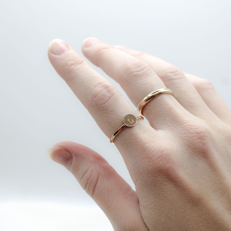 initial is set on a Hammered Band Circle: 6.4mmBand Width: 1.3mm Holiday Processing Time: 3 Weeks Handmade by Amanda Michelle Adjustable 14k Gold Initial Ring For Everyday, Hypoallergenic 14k Gold Round Band Jewelry, Fine Jewelry Everyday Initial Ring, Simple Gold Initial Ring For Anniversary, Minimalist 14k Gold Initial Ring With Round Band, Minimalist Yellow Gold Initial Ring With Round Band, Minimalist 14k Gold Initial Anniversary Ring, 14k Gold Jewelry With Initials On Round Band, Minimalist Yellow Gold Rings With Initials