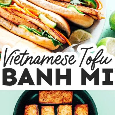 vietnamese tofu banh mi with limes on the side