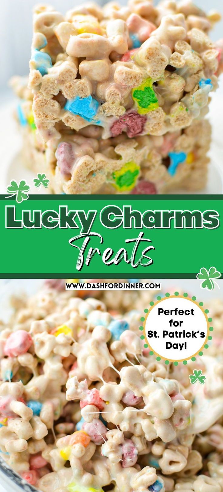 lucky charms treats are stacked on top of each other with the words lucky charms treat