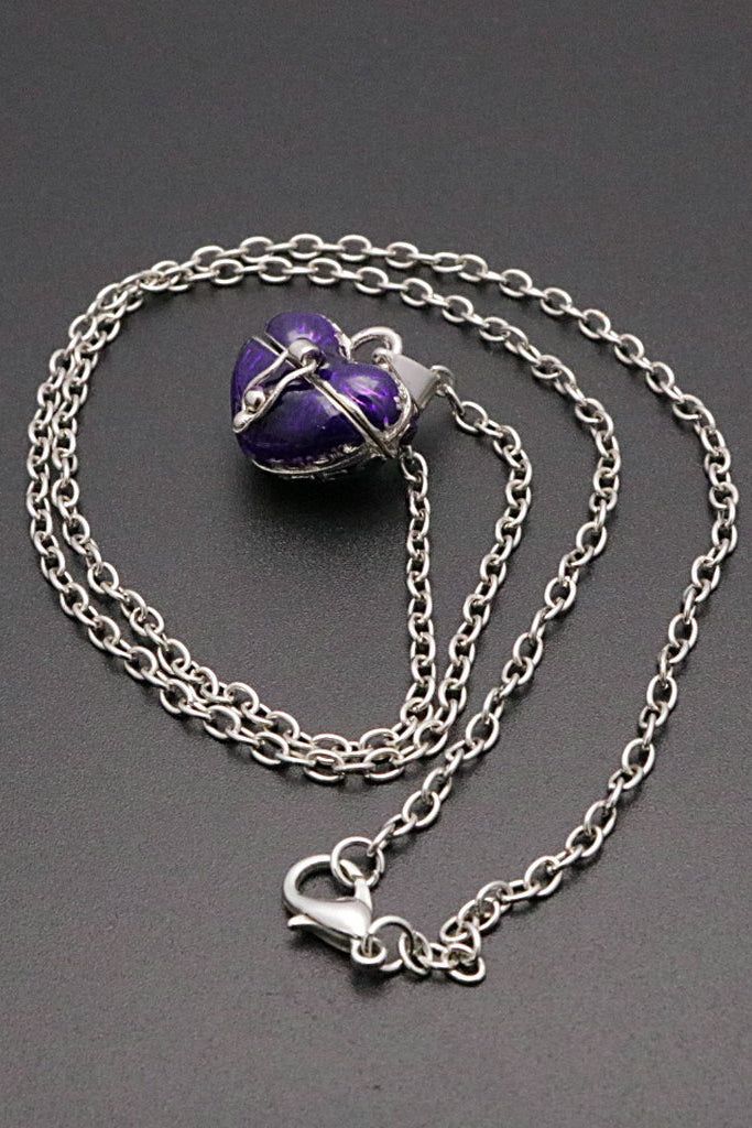 Detail: Locked heart chain necklace It is very convenient to use, looks elegant and meaningful. A perfect gift for family and friends to cherish their loved ones; Product: Openable heart-shaped pendant with chain Material: Copper Valentine's Day Silver Chain Pendant Necklace, Metal Locket Chain Necklace Gift, Heart Pendant Necklace With Silver Chain For Gift, Silver Chain Heart Pendant Necklace, Purple Metal Chain Necklace Gift, Purple Metal Chain Necklace As Gift, Double Heart Chain Jewelry Gift, Gift Double Heart Clavicle Chain Necklace, Heart-shaped Metal Necklace With Silver Chain