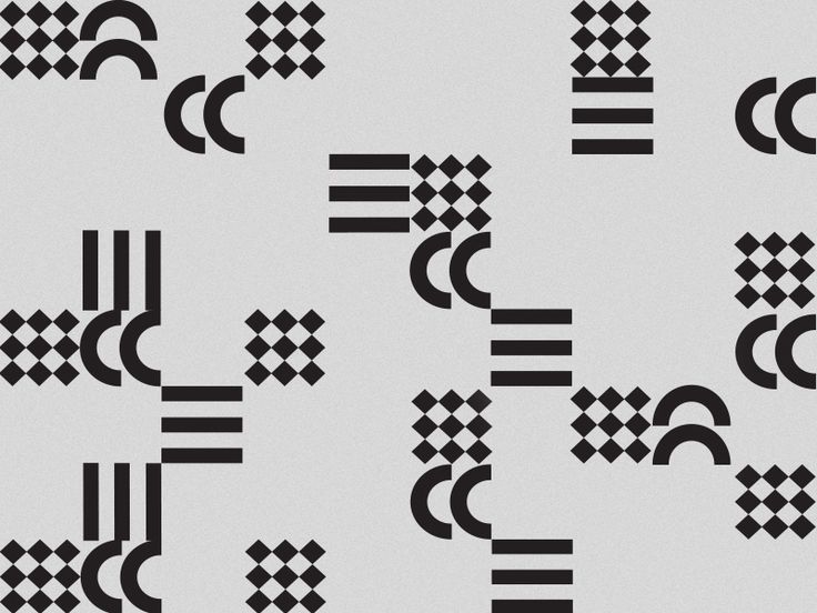 black and white geometric shapes on a gray background