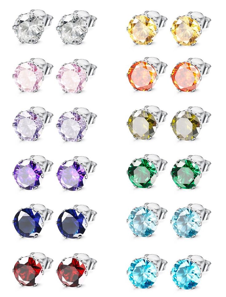 PRICES MAY VARY. Set Package: 12 Sparkling Pairs to Fit All Occasions; Add Your Feminine Charm Processsing: Advanced Technique to Fix the CZ; More Delicated Detail Workmanship; Material: Quality Stainless Steel ; Shinny Cubic Zirconia Care for Your Health : Quality Stainless Steel, Solid and Durable, Perfect to Keep as a Daily Jewelry. 90-Day Money Back Guarantee or Exchange 
 
  Jstyle Jewelry: Your Reliable Choice of Fashion Jewelry
 
 High average review rating of jewelry collection.
 All han Birthstone Earrings Studs, Stud Earrings For Men, Cuff Bracelets Handmade, Gold Color Ring, Daily Jewelry, Hot Jewelry, Cubic Zirconia Earrings, Cz Stud Earrings, Stud Earrings For Women