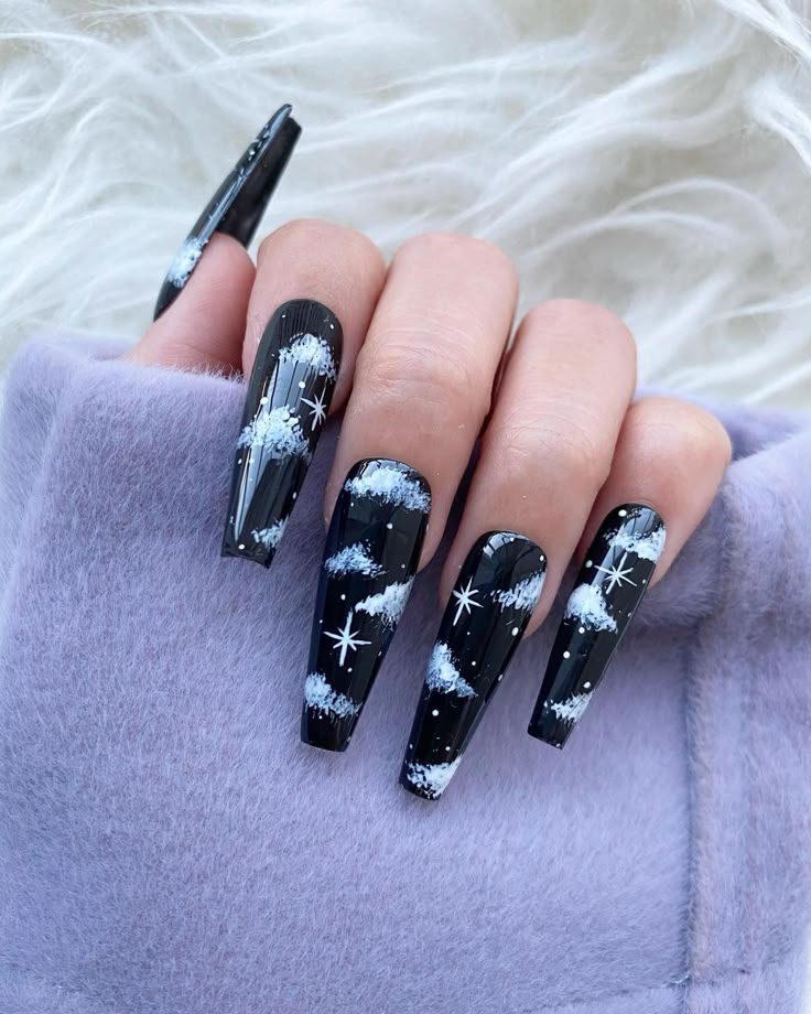 Black And White Nails, Halloween Acrylic Nails, Long Acrylic Nail Designs, Edgy Nails, Smink Inspiration, Grunge Nails, Fall Acrylic Nails, Long Acrylic Nails Coffin, Bling Acrylic Nails