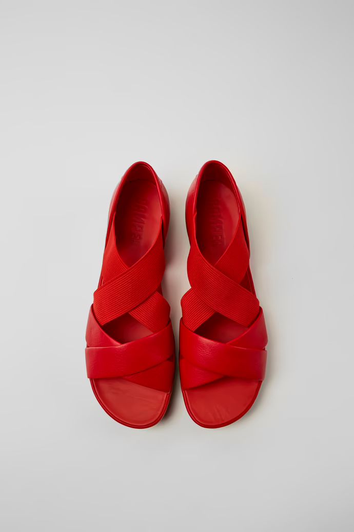 Right Red Sandals for Women - Fall/Winter collection - Camper USA Red Leather Sandals, Red Sole Shoes, Camper Store, Ballerina Slippers, Red Sandals, Fall Winter Collection, Red Sole, Sandals For Women, Recycled Fabric