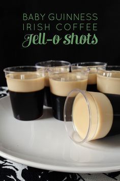 baby guinness irish coffee jello shots on a plate