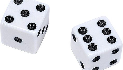 two white dices with black dots on them