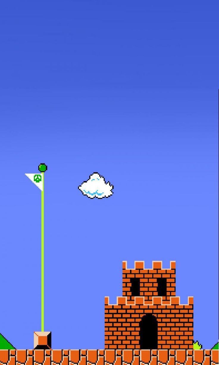 an old - school video game is shown in the middle of a blue sky with clouds