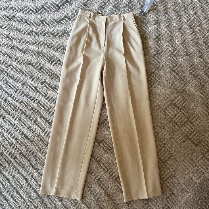 Nwt Jones New York Cream Slacks Lovely Buttercream Color Fully Lined Classic Trouser That Will Elevate Any Outfit Fitted Waist Size 6 Yellow Straight Leg Pants For Workwear, Yellow Straight Pants For Workwear, Yellow Straight Pants For Work, Classic Spring Work Pants For Office, Yellow High-waisted Workwear Pants, Classic Spring Office Work Pants, Classic Ankle-length Work Pants For Spring, Cream Workwear Pants With Welt Pockets, Classic Ankle-length Spring Work Pants