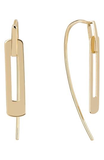 Flat links sway from your lobes in 14-karat-gold earrings that are sure to light up your look. 3/4" drop; 1/4" width French wire 14k gold Imported Modern Gold-tone Linear Earrings, Modern Gold-tone Drop Linear Earrings, Modern Gold-tone Linear Drop Earrings, Elegant Gold-tone Rectangular Earrings, Elegant Rectangular Gold-tone Earrings, Elegant 14k Gold Rectangular Link Earrings, Modern Long Drop Yellow Gold Linear Earrings, 14k Yellow Gold Linear Earrings With Ear Wire, Minimalist Yellow Gold Earrings With Rectangular Links