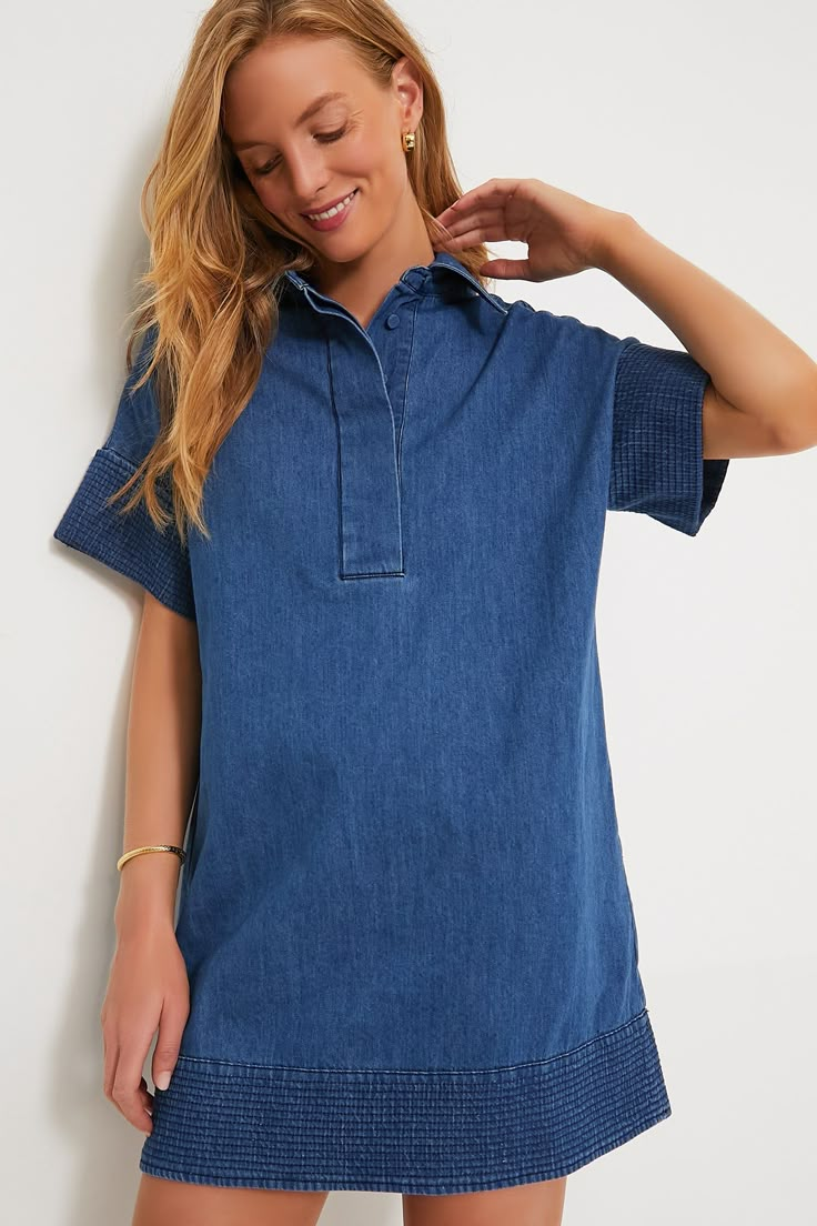 Denim Trapunto Stitch Sofia Shirt Dress Tuckernuck Dress, Ss 2024, New Number, Heels Sneakers, Casual Day Dresses, Cocktail Attire, Weekend Wear, Low Iron, Office Fashion