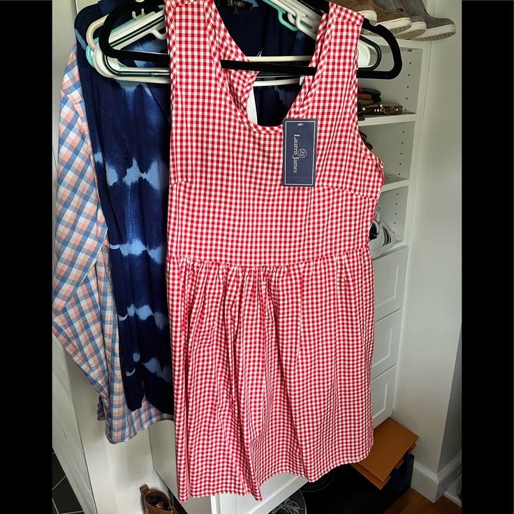 Adorable Lauren James Red Gingham Dress With Bow Tie In Back. Perfect For Summer! Casual Cotton Gingham Dress, Casual Gingham Cotton Dress, Preppy Cotton Dress For Picnic, Preppy Sleeveless Dress For Picnic, Preppy Plaid Dress For Picnic, Preppy Gingham Dress For Picnic, Red Plaid Dress For Picnic In Spring, Red Cotton Dress For Picnic, Red Knee-length Dress For Picnic