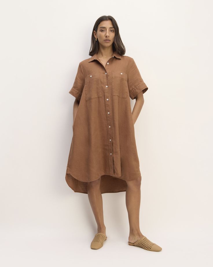 The Linen Daytripper Shirtdress Oversized Linen Dress, Style Inspiration Minimalist, Linen Dress Outfit, French Inspired Fashion, Khaki Shirt, Oversized Shirt Dress, Summer Capsule, Button Down Shirt Dress, Lady Fashion