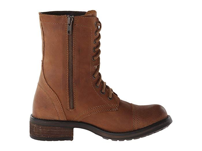 Steve Madden Troopa2.0 Combat Boot at Zappos.com Casual Brown Combat Boots With Zipper Closure, Rugged Leather Boots With Zipper Closure, Rugged Moto Boots With Zipper For Fall, Leather Combat Boots With Zipper Closure, Rugged Leather Moto Boots With Zipper Closure, Leather High-top Moto Boots With Zipper, Leather High-top Moto Boots With Zipper Closure, Casual Leather Lace-up Boots With Zipper Closure, Casual Leather Combat Boots With Zipper