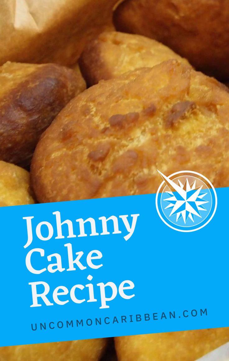 a close up of some food in a bag with the words johnny cake recipe on it