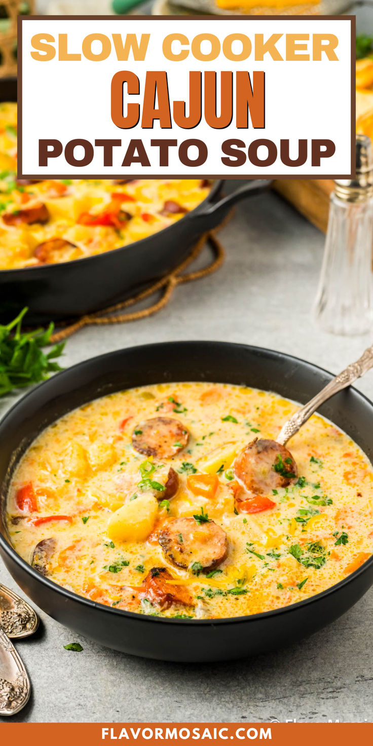 this slow cooker cajun potato soup is the best way to make it in less than 30 minutes