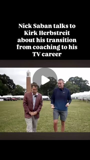 Tommy Denos on Instagram: "Nick Saban discusses his career transition with @kirkherbstreit on #walkswithben #nicksaban #saban #kirkherbstreit #collegefootball #collegegameday #espn @espn @collegegameday @espncfb #football #alabama #alabamafootball @alabamafbl @univofalabama @nickskidsfdn #foryou #foryoupage #fy #fypage #fyp #fypシ" Nick Saban, College Game Days, Career Transition, Alabama Football, College Football, Alabama, Coaching, Career, Football