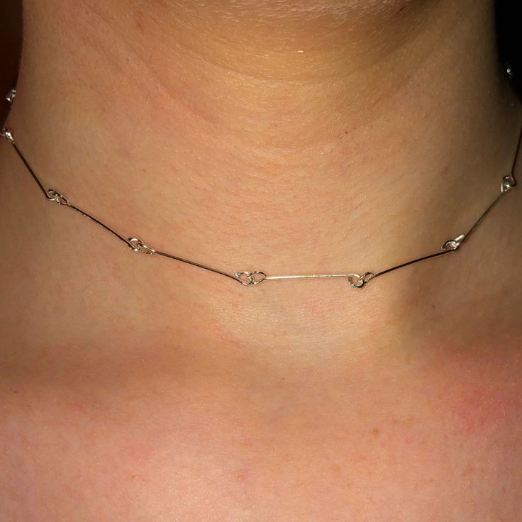 Dainty chain necklace with unique links Elegant Link Chain Choker, Elegant Silver Link Choker, Dainty Metal Link Necklaces, Dainty Link Metal Necklaces, Elegant Clavicle Chain Link Choker, Party Clavicle Link Chain Choker, Dainty Metal Chain Link Necklace, Dainty Metal Link Necklace, Party Link Clavicle Chain Choker