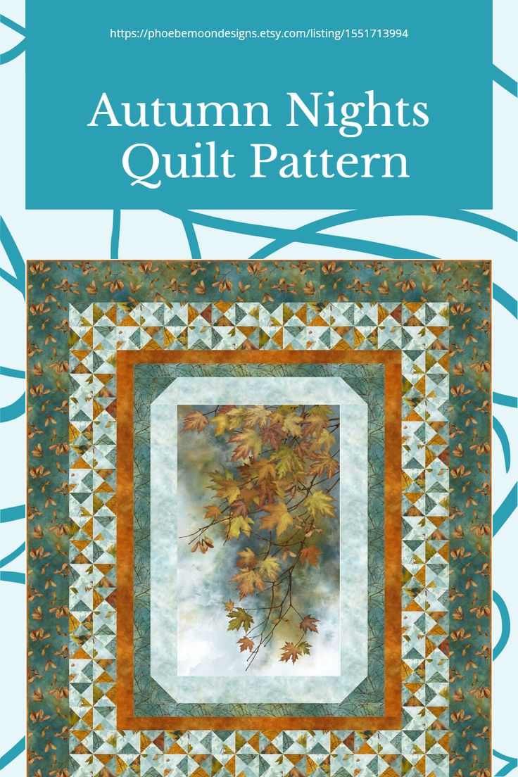 an autumn night quilt pattern with leaves on it