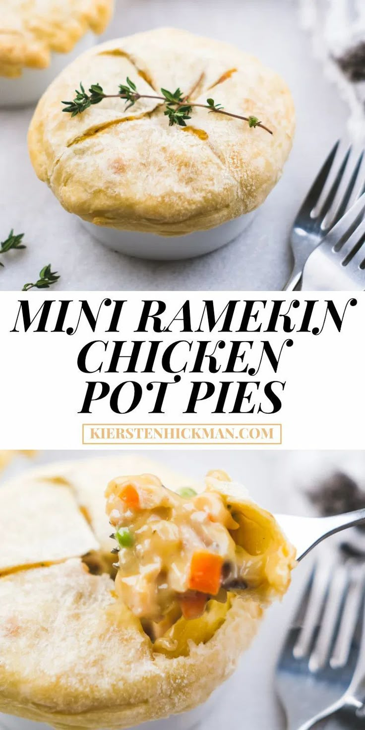 mini ramen chicken pot pies with text overlay