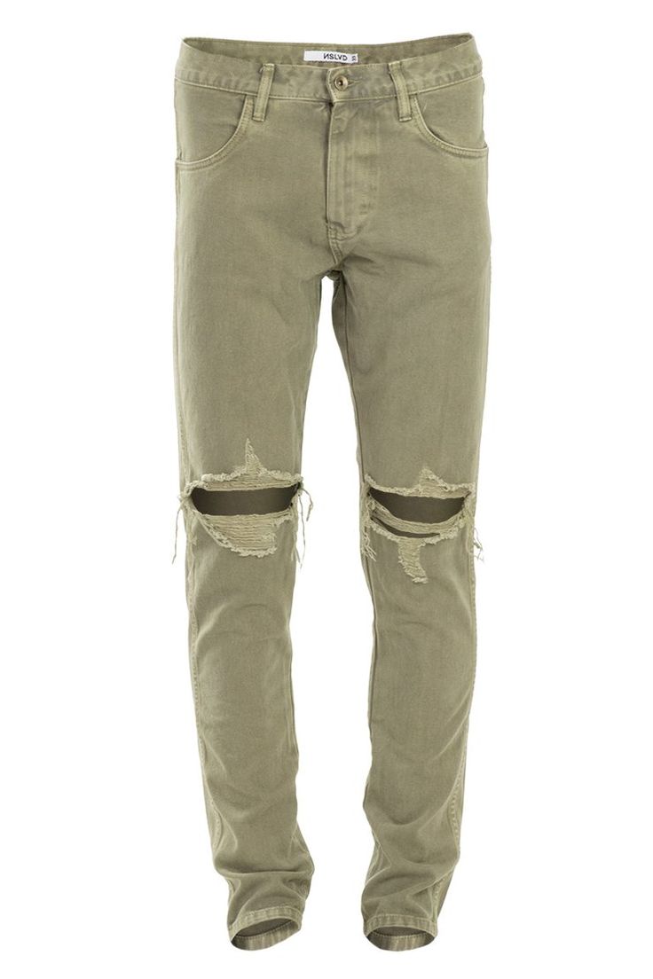 PREORDER Bleached Olive Ripped Tapered Denim Jeans – ENSLAVED Urban Fitted Jeans With Frayed Hem, Fitted Distressed Pants For Fall, Urban Fitted Distressed Bottoms, Distressed Stretch Cutoff Jeans, Stretch Distressed Cutoff Jeans, Washed Fitted Cutoff Jeans, Fitted Washed Cutoff Jeans, Urban Style Distressed Stretch Bottoms, Fitted Cutoff Jeans For Streetwear