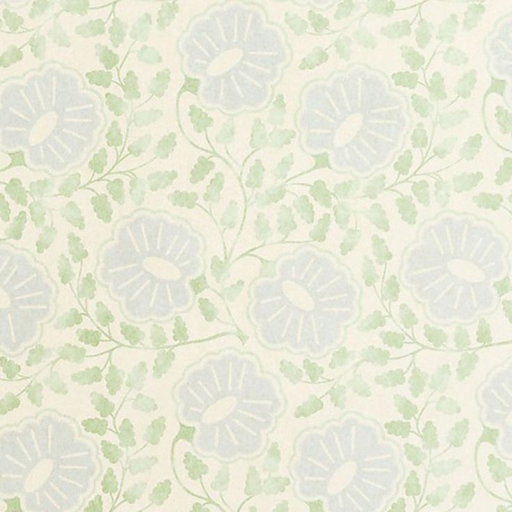 a white and green wallpaper with flowers on it