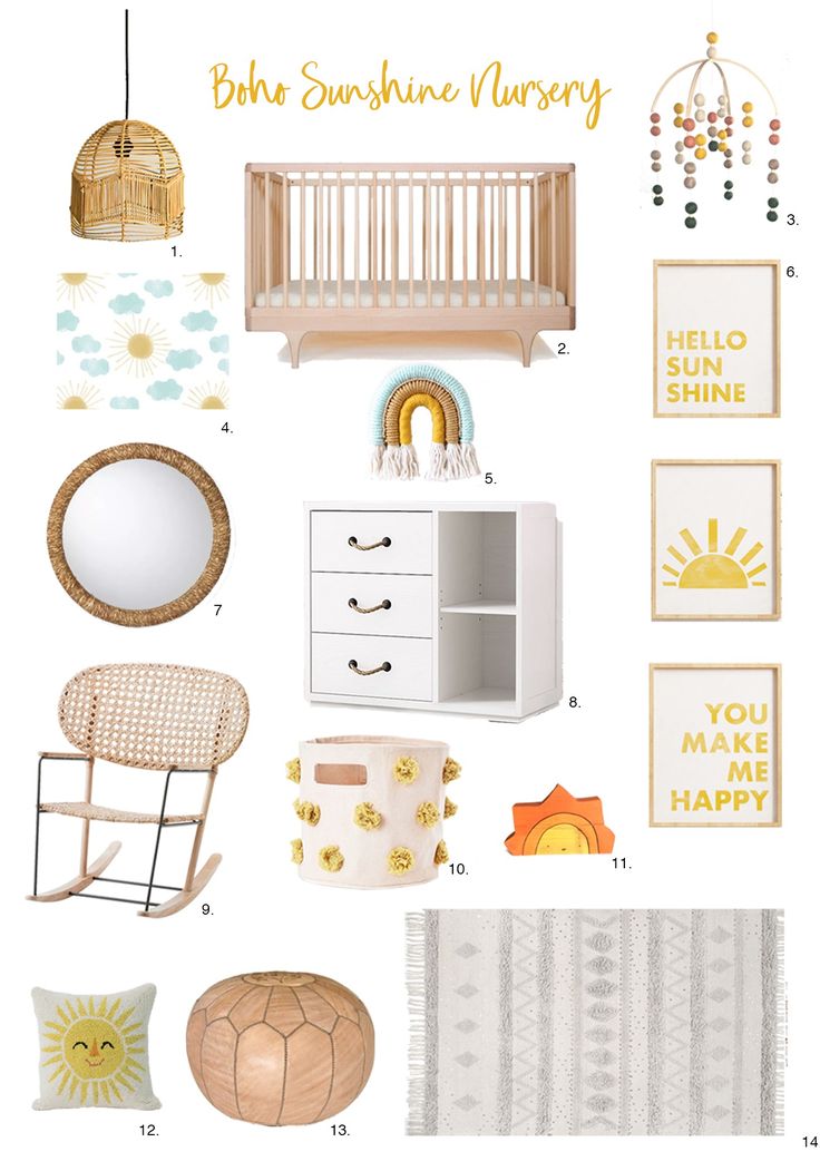 a baby's nursery room with white furniture and accessories