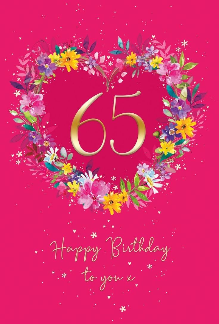 a heart shaped card with the number 55 on it and flowers in the shape of a wreath