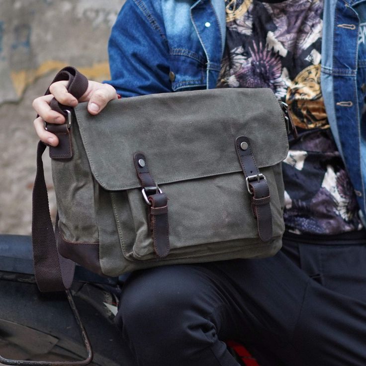 Men Crossbody Bag Waterproof Waxed Canvas Men Crossbody Bag, Canvas Leather Bag, Laptop Messenger Bags, Laptop Shoulder Bag, Shoulder Sling, Canvas Messenger Bag, Briefcase For Men, Canvas Crossbody Bag, Sling Bags