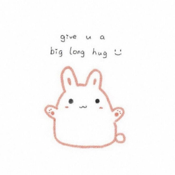 a drawing of a bunny with the words give u a big long hug