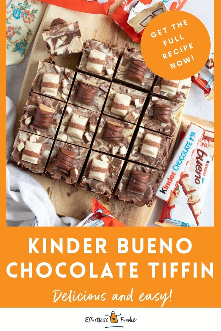 Kinder Bueno tiffin bars. Kinder Recipes, Kinder Bueno Recipes, Chocolate Tiffin Recipe, Bueno Recipes, Tiffin Recipe, Easy Recipes For Beginners, Pizza Recipes Easy, Digestive Biscuits, Easy Meals For Kids