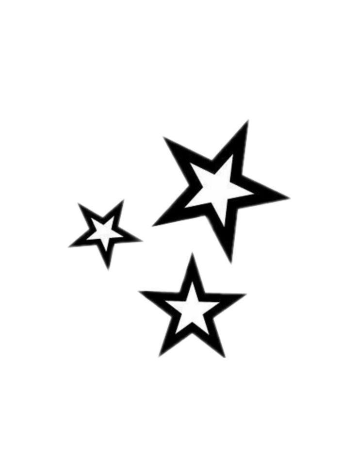 three black and white stars on a white background