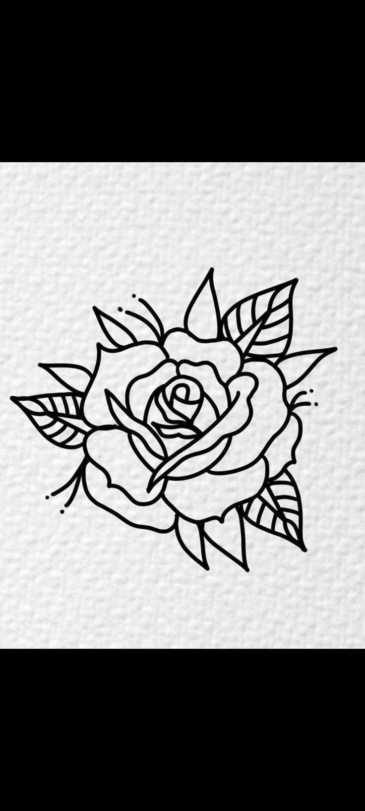 a black and white drawing of a rose