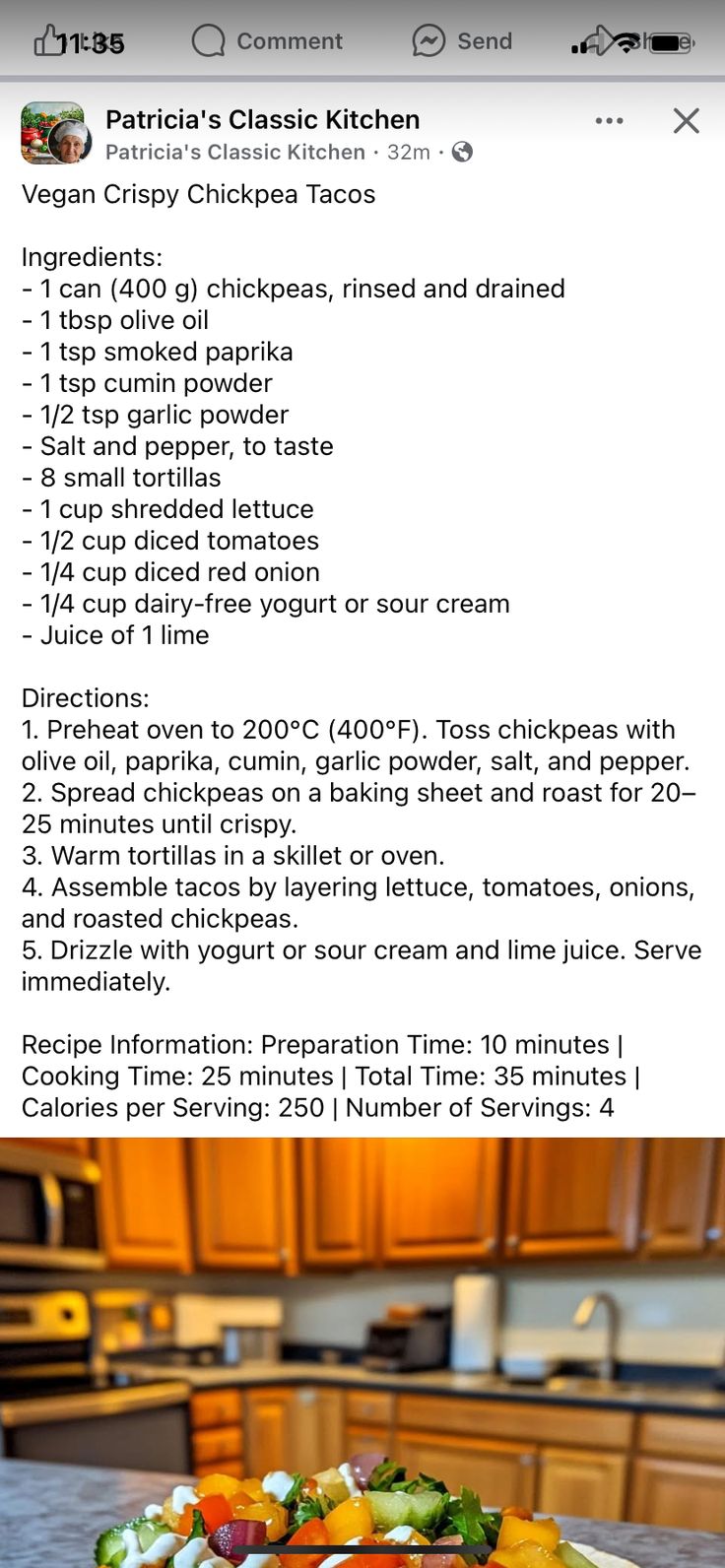 the recipe is displayed on an iphone screen