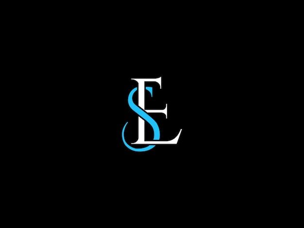 the letter e is made up of blue and white lines on a black background with an elegant