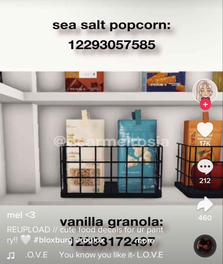 a shelf with some bags on it and the words sea salt popcorn 122935738