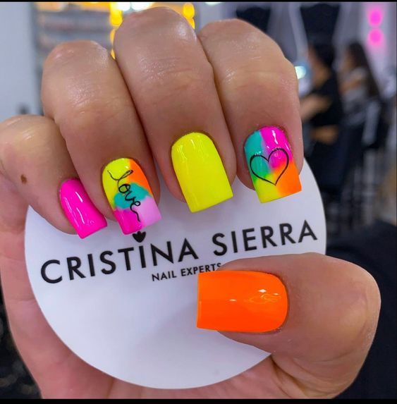 Summer Nails 2023, Nails Art Designs, Summer Gel Nails, Sassy Nails, Amazing Nails, Summery Nails, Vibrant Nails, Nails 2023, Rainbow Nails