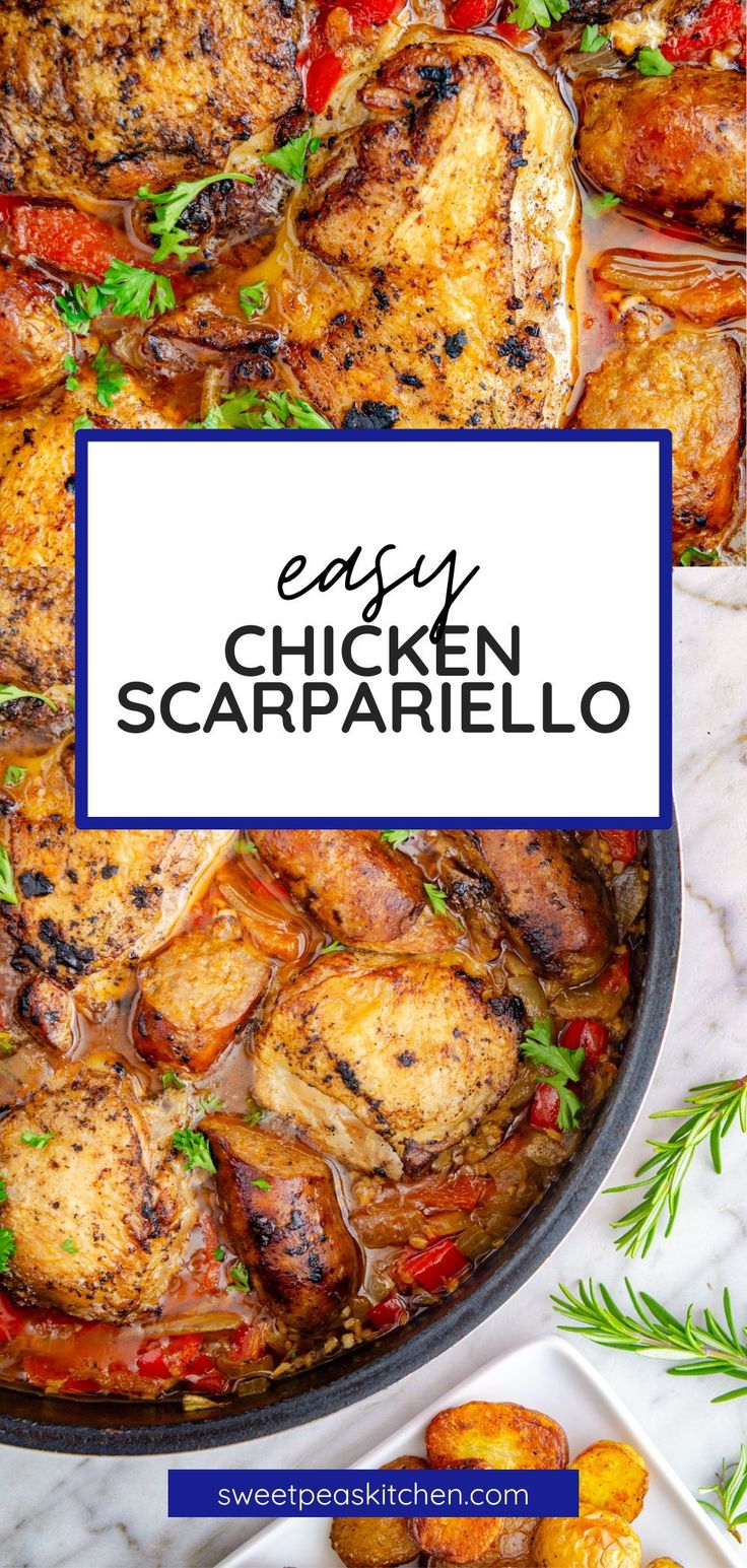 easy chicken scamperillo in a skillet with text overlay