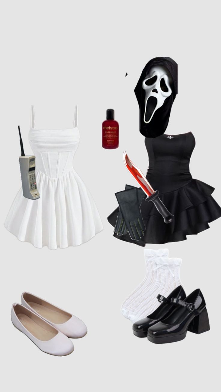 an assortment of women's clothing and accessories including shoes, makeup, lipstick, mouth mask