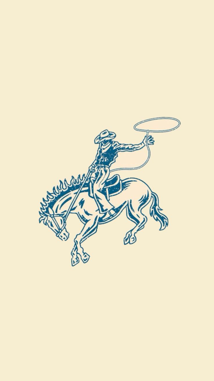 a drawing of a man riding on the back of a horse with a lasso