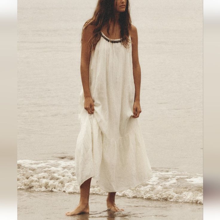 Zara New With Tags Dress No Flaws Beach, Summer Fresh Maxi Boho-Chic Bohemian Gypsy Lovely Long Relaxed Fit Dress Boho Linen Dress, Velvet Lace Dress, Rustic Dresses, Zara Maxi Dress, Beach Dress Summer, Eyelet Maxi Dress, Zara Black Dress, Boho Beach Dress, Summer Fresh