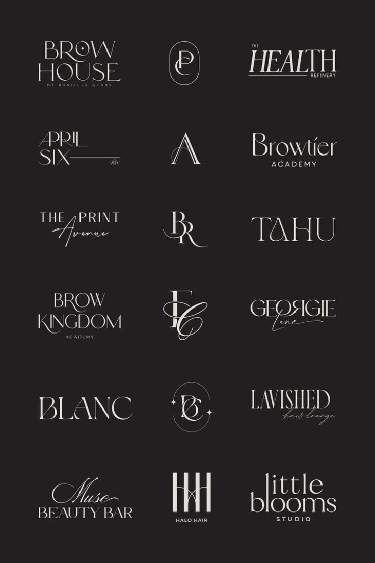 the logos for different brands are shown in black and white, including one that says brown house