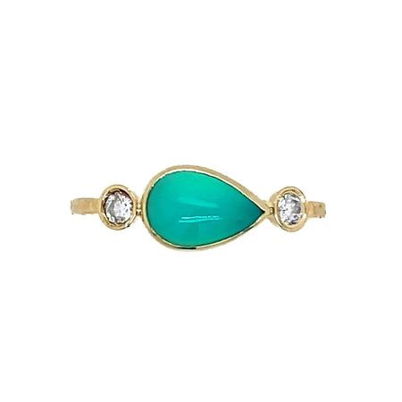 14k Pear Peruvian Opal With Diamonds Turquoise 14k Gold Jewelry With Bezel Setting, Anniversary Yellow Gold Chrysoprase Jewelry, Fine Gold Turquoise Ring With Diamond Accents, 14k Gold Turquoise Jewelry With Accent Stones, Blue Glow, Peruvian Opal, Local Jewelry, Australian Opal, Hudson Valley