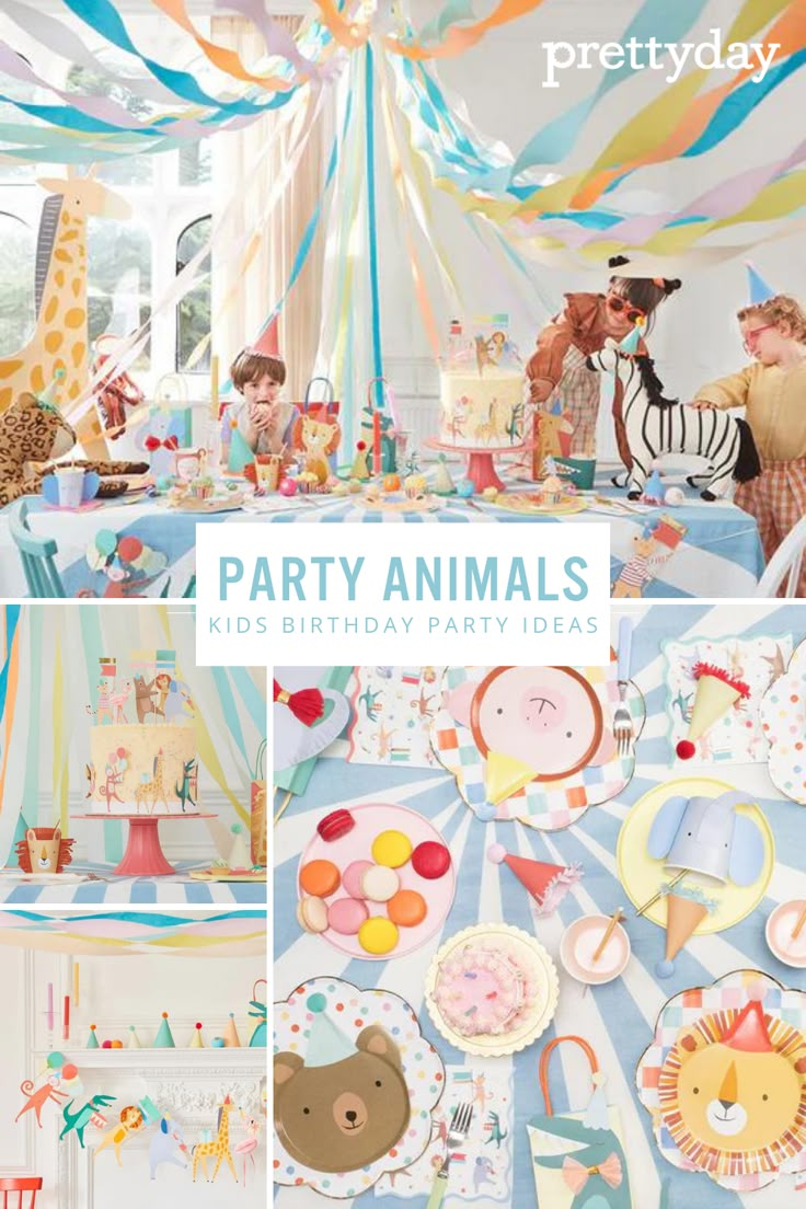 children's birthday party with animals and decorations