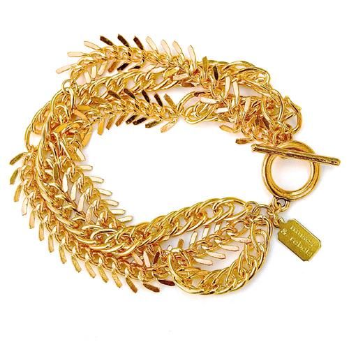 A mixed chain bracelet made of gold-plated fishbone chain pieces connected to gold-plated steel chains. The total length of the bracelet is 7.5" and it has an gold-plated toggle closure. Fishbone Bracelet, Hand Screen Printed, Fish Bone, Chain Gold, Bracelet Gold, Steel Chain, Chain Link Bracelet, Chains Jewelry, Individual Style