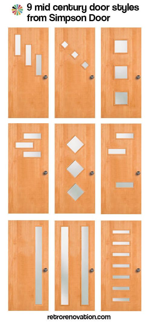 different types of doors and windows with the words, 9 mid century door styles from simpson door